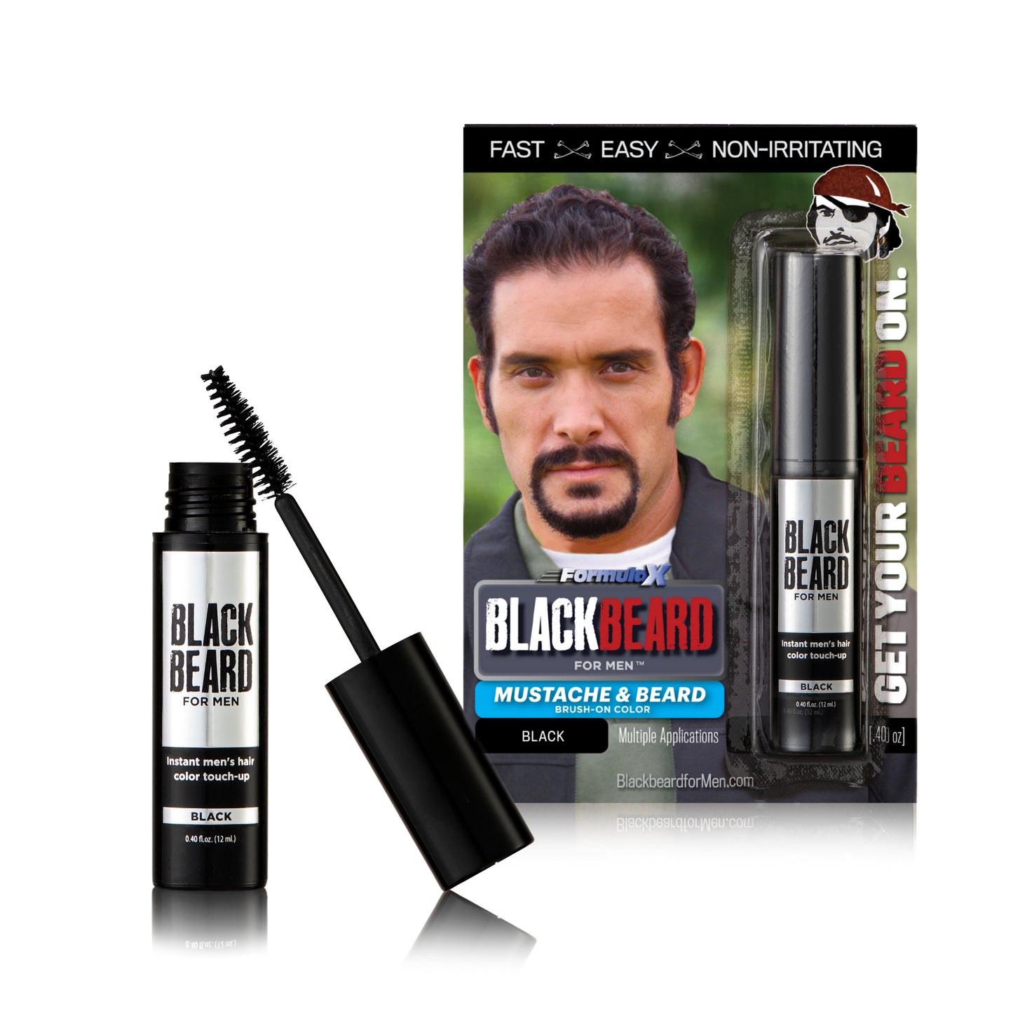 Blackbeard for Men Brush on Mustache & Beard Colour - Black
