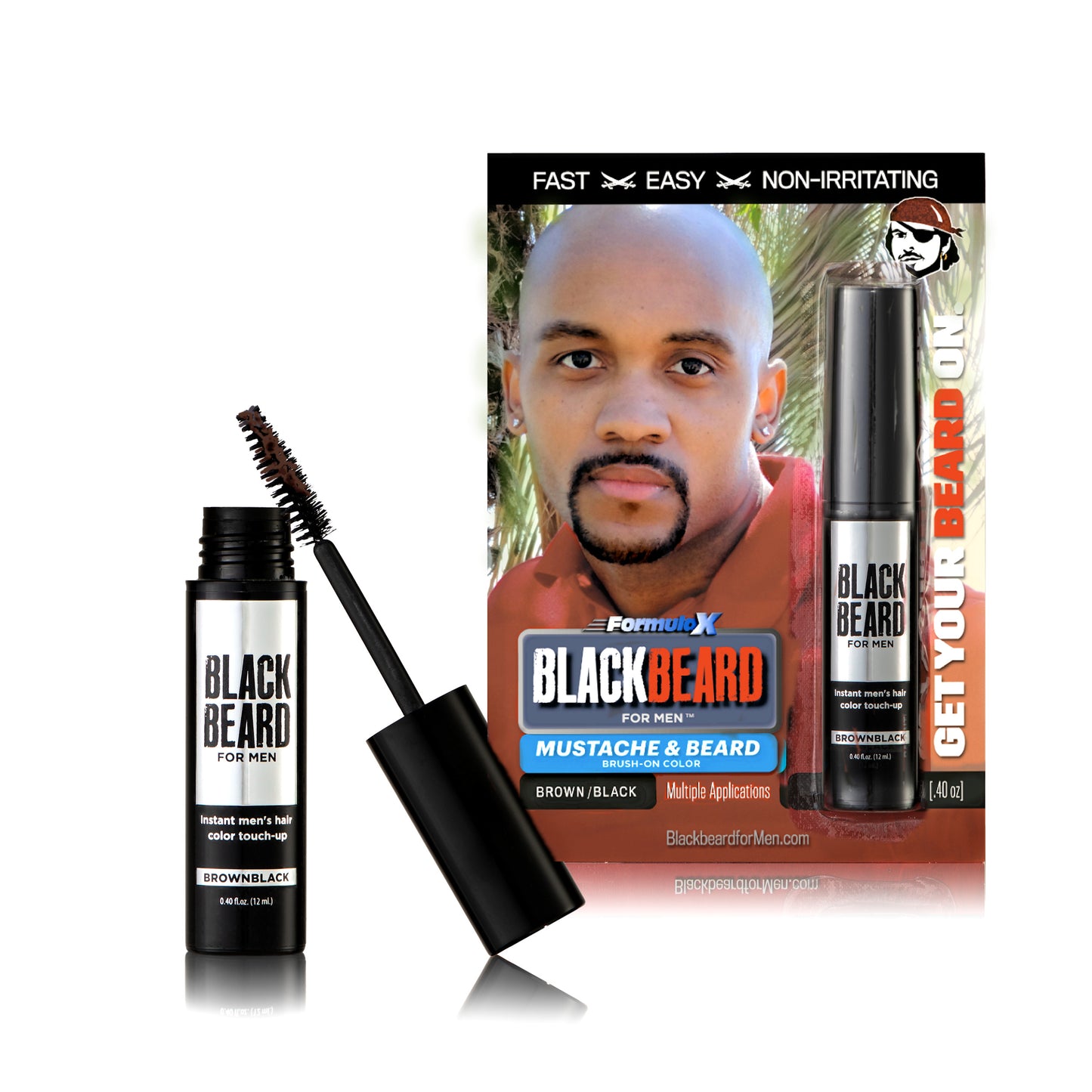 Blackbeard for Men Brush on Mustache & Beard Colour - Brown/Black