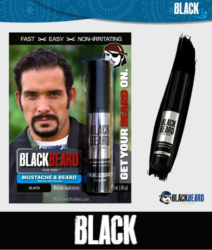 Blackbeard for Men Brush on Mustache & Beard Colour - Black