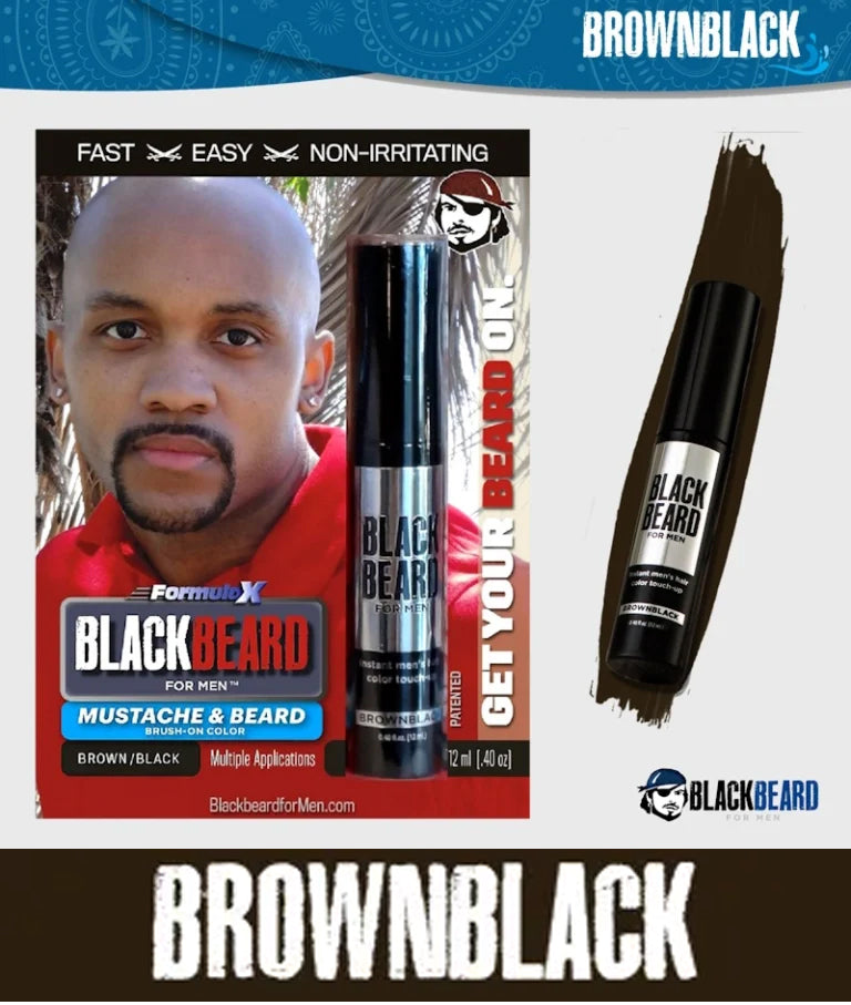 Blackbeard for Men Brush on Mustache & Beard Colour - Brown/Black