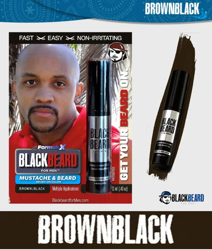 Blackbeard for Men Brush on Mustache & Beard Colour - Brown/Black