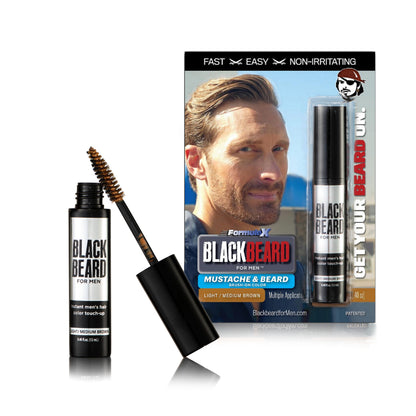 Blackbeard for Men Brush on Mustache & Beard Colour - Light/Medium Brown